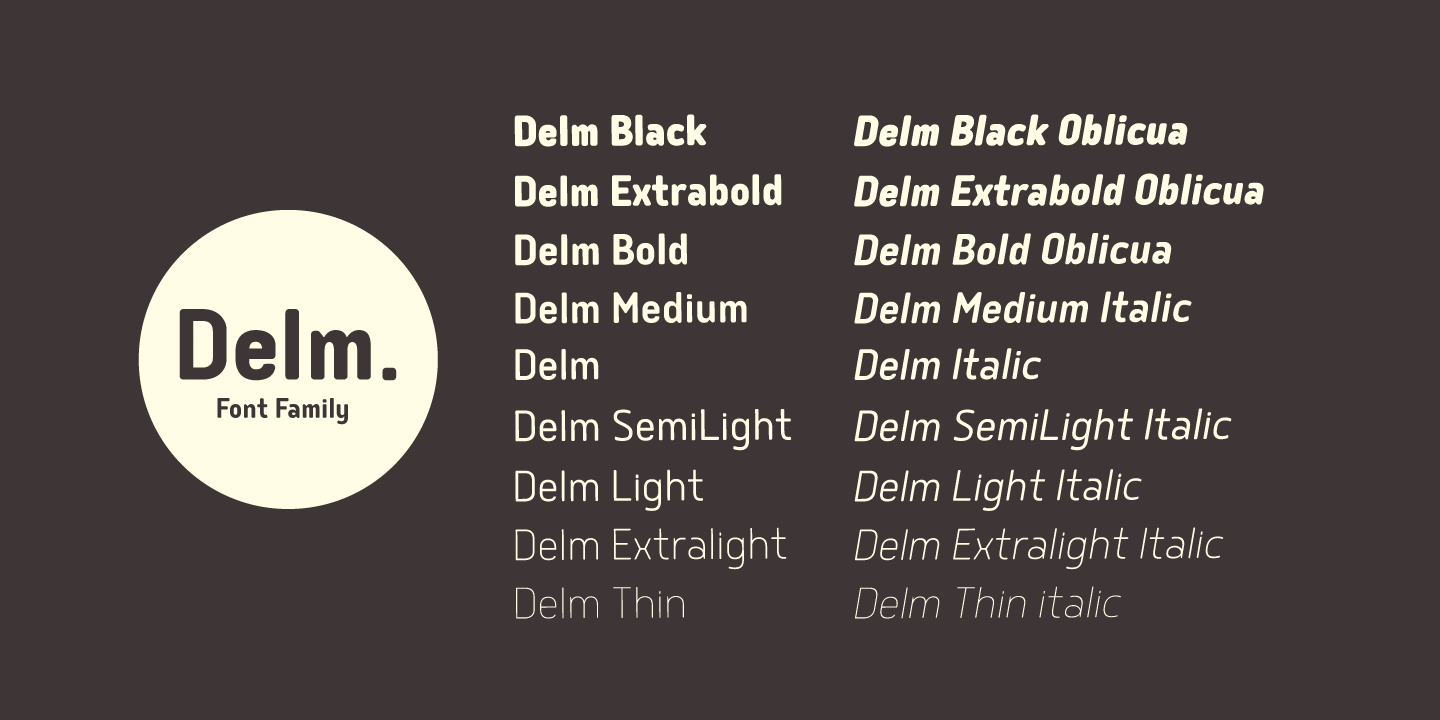 Delm Thin Italic Font preview